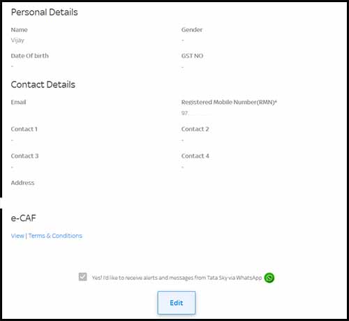 Tata Sky Personal Details