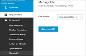 SBI Card Manage PIN