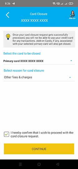 Card Closure Request