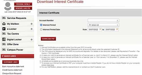 Download Interest Certificate