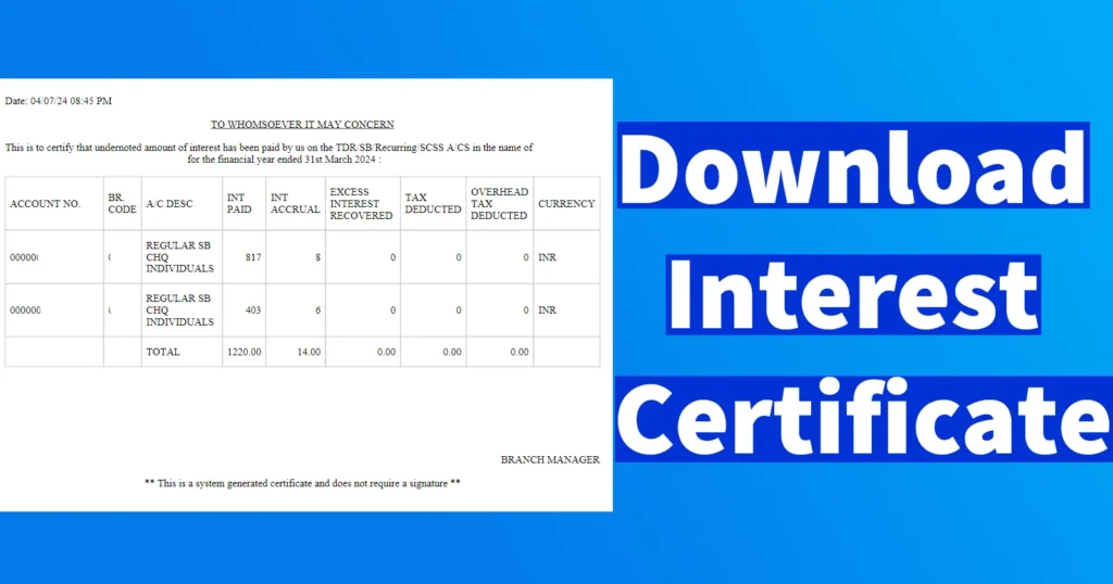 Download Bank Interest Certificate