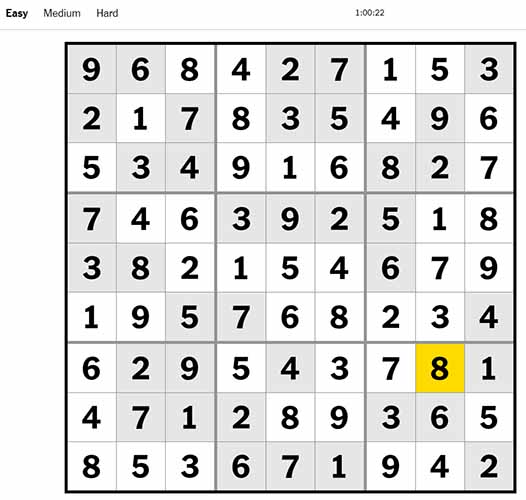 Easy Sudoku 050922