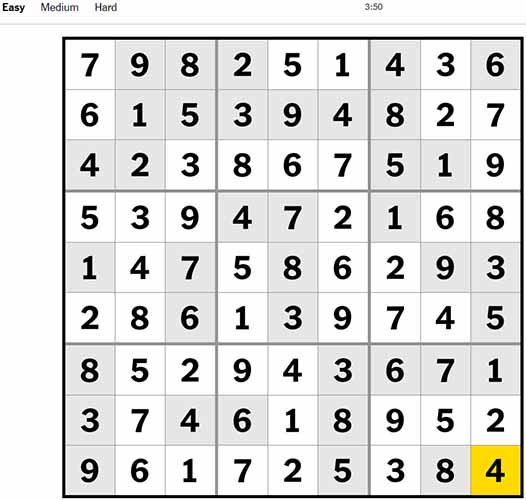 Sudoku Easy 12th September 2022