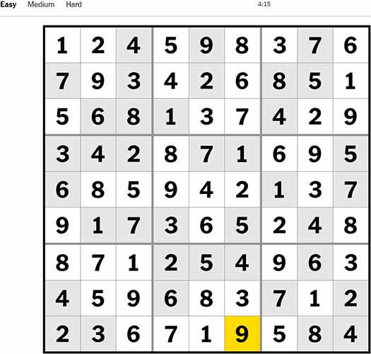 Sudoku Easy 20th September 2022