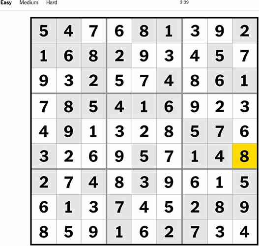 NYT Sudoku Easy 300922