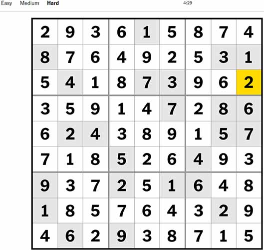 Sudoku Hard 10th September 2022 Solution