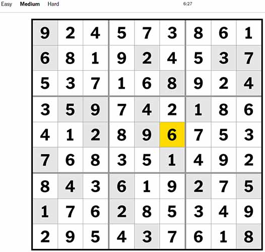 Sudoku Medium 070922