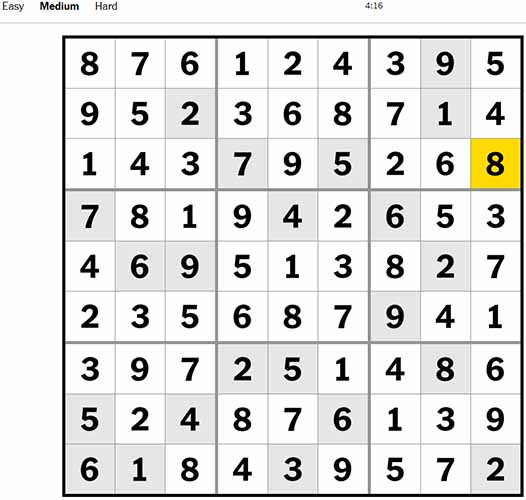 NYT Sudoku Medium 110922