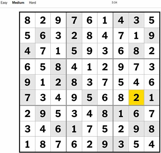 Sudoku Medium 180922