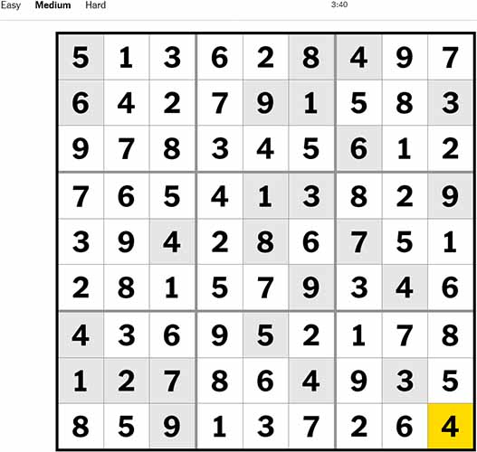 NYT Sudoku Medium 300922