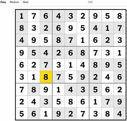 Sudoku Easy 13th September 2022 Answer