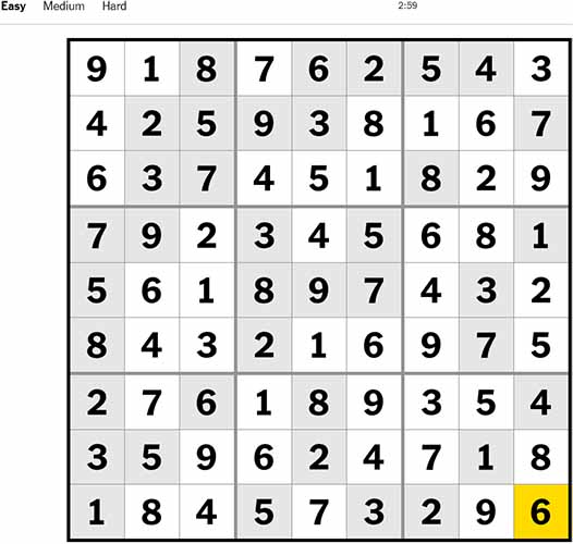 NYT Sudoku Easy 280922