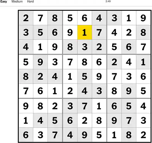 Sudoku NYT Easy 051022