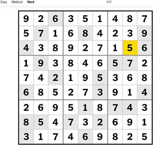 NYT Sudoku Hard 031022