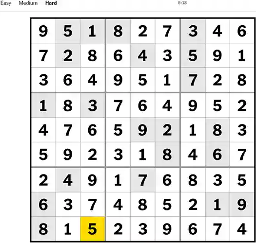 Sudoku NYT Hard 051022