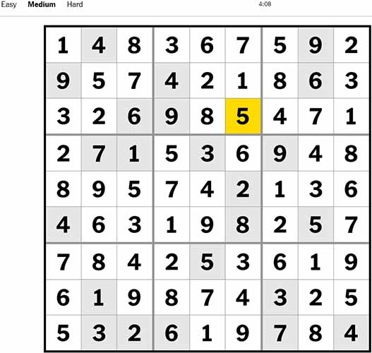 NYT Sudoku Medium 031022