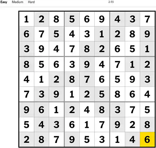NYT Sudoku Easy 041022
