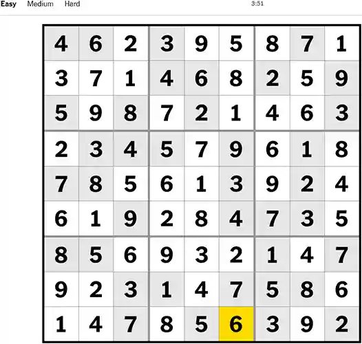 NYT Sudoku Easy 091022