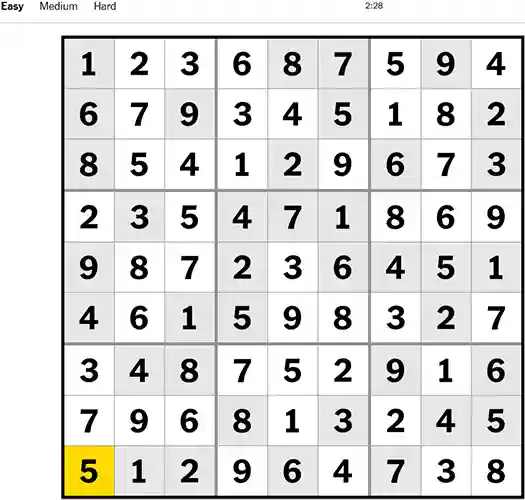 NYT Sudoku Easy 101022