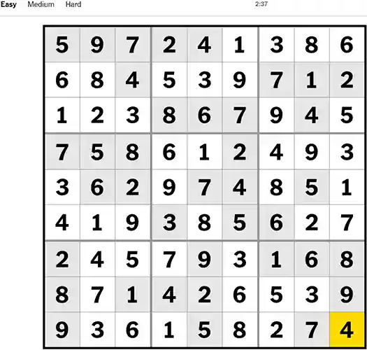 Nyt Sudoku Easy 151022