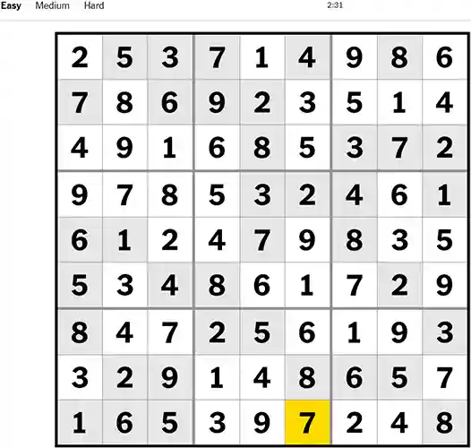 Nyt Sudoku Easy 181022