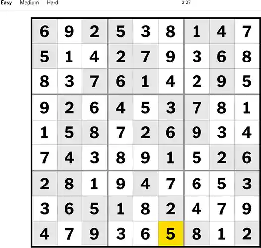 NYT Sudoku Easy 251022