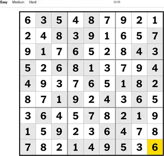 NYT Sudoku Easy 261022