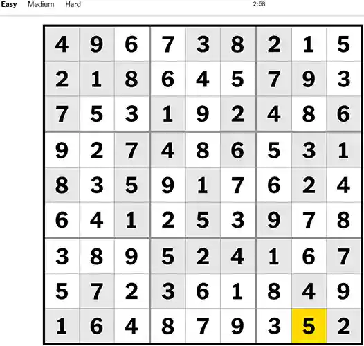 NYT Sudoku Easy 301022