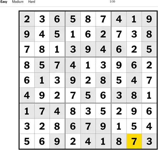 NYT Sudoku Easy 311022
