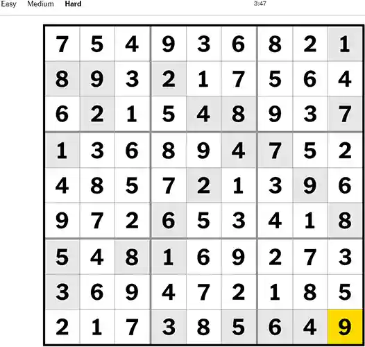 NYT Sudoku Hard 041022