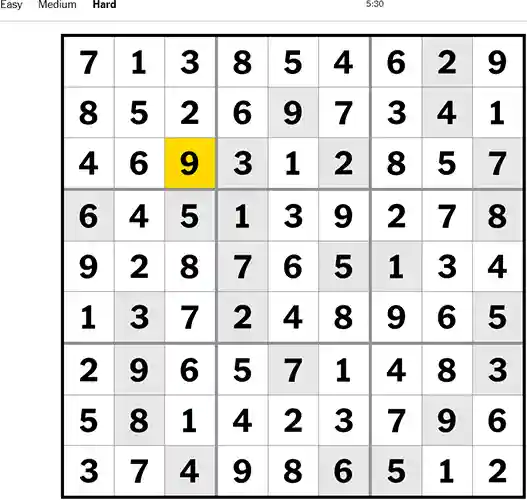 Nyt Sudoku Hard 161022