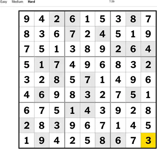 Nyt Sudoku Hard 201022