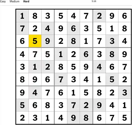 NYT Sudoku Hard 221022
