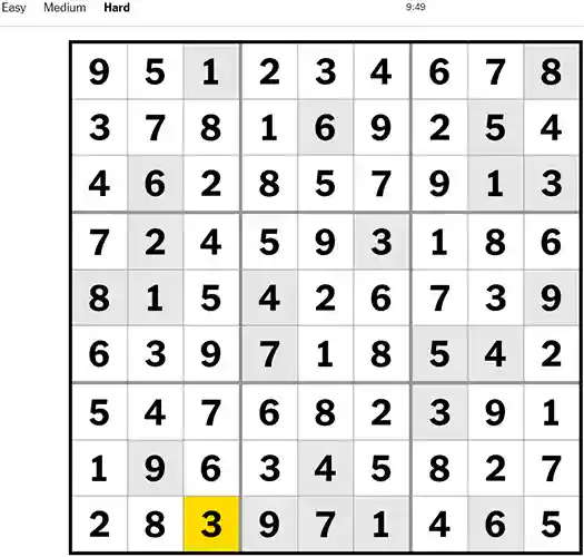 NYT Sudoku Hard 261022