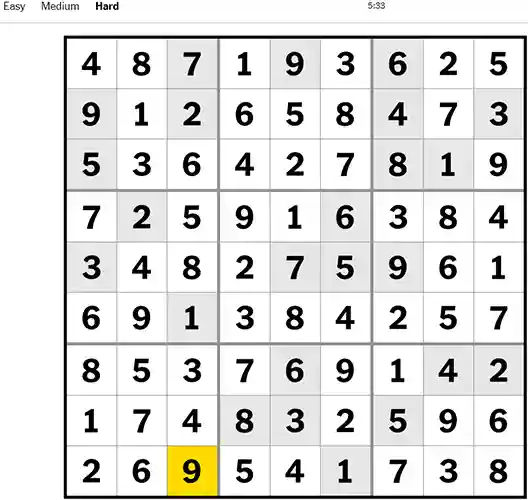 NYT Sudoku Hard 271022
