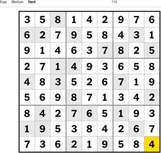NYT Sudoku Hard 311022