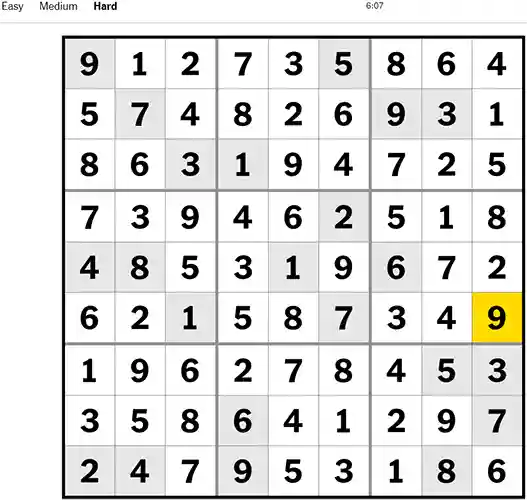 NYT Sudoku Hard 231022