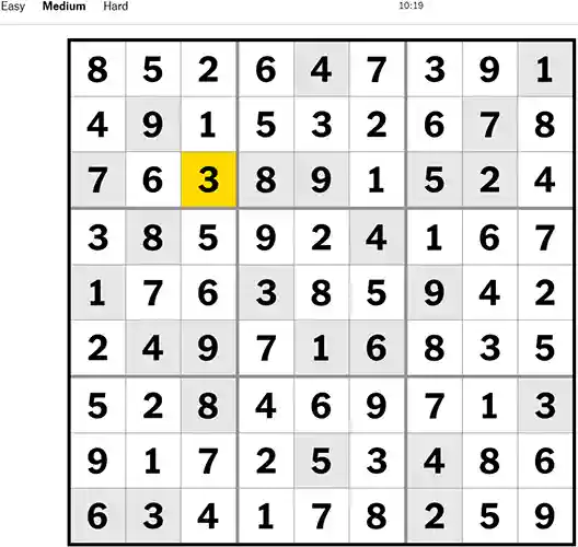 NYT Sudoku Medium 111022