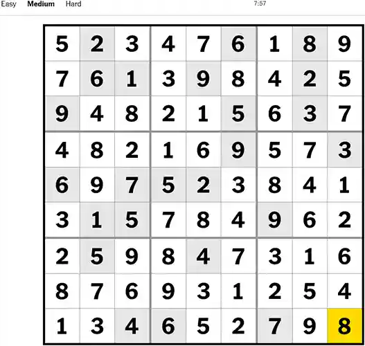 NYT Sudoku Medium 121022