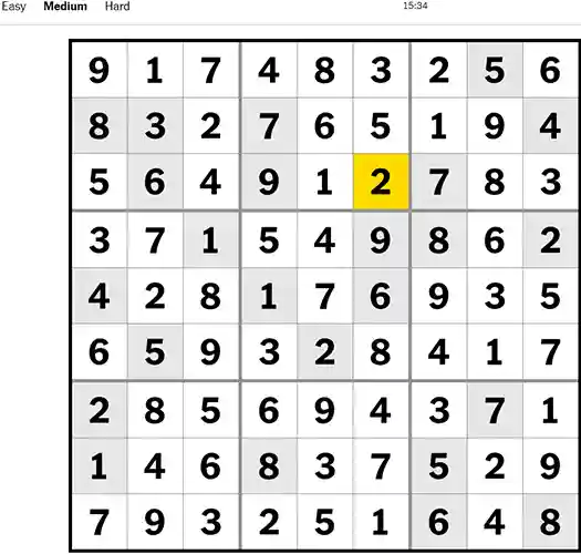Nyt Sudoku Medium 141022