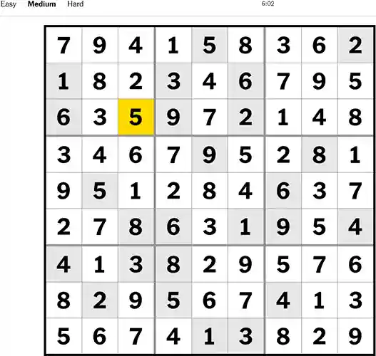Nyt Sudoku Medium 161022