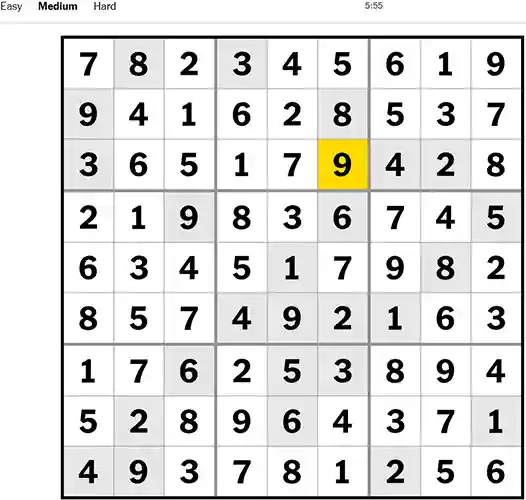NYT Sudoku 171022 Medium