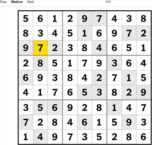 Nyt Sudoku Medium 181022