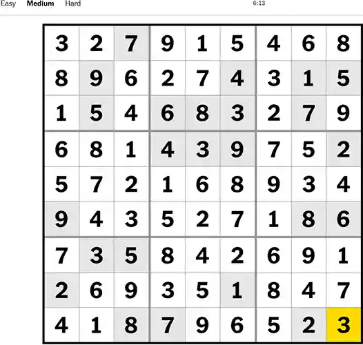 Nyt Sudoku Medium 211022