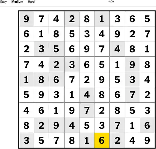 NYT Sudoku Medium 241022