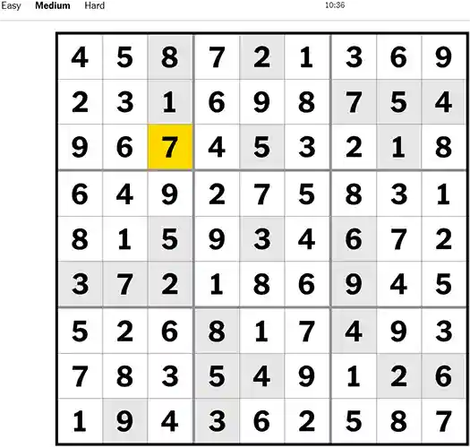 NYT Sudoku Medium 261022