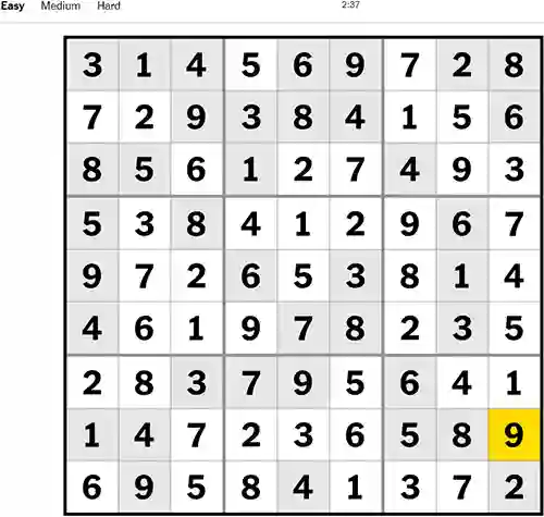 NYT Sudoku Easy 011222