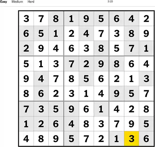 NYT Sudoku Easy 021122