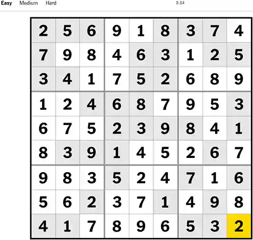 NYT Sudoku Easy 031122