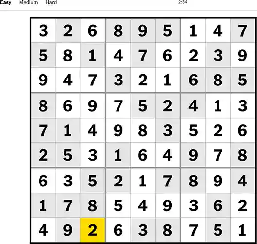 NYT Sudoku Easy 061122